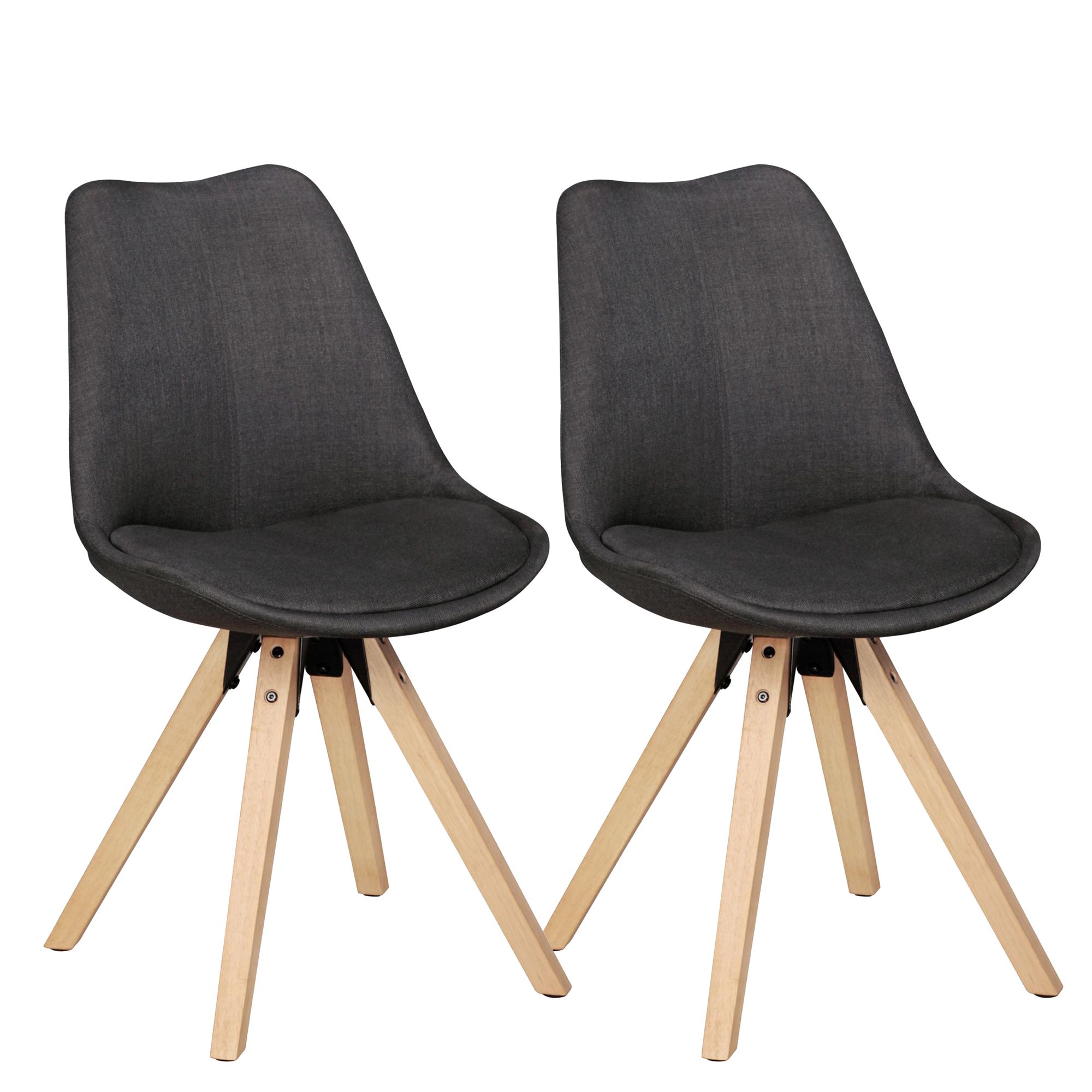 2 Cadeiras de sala de jantar retro LIMA antracite | tecido estofado | 49x87x52 cm