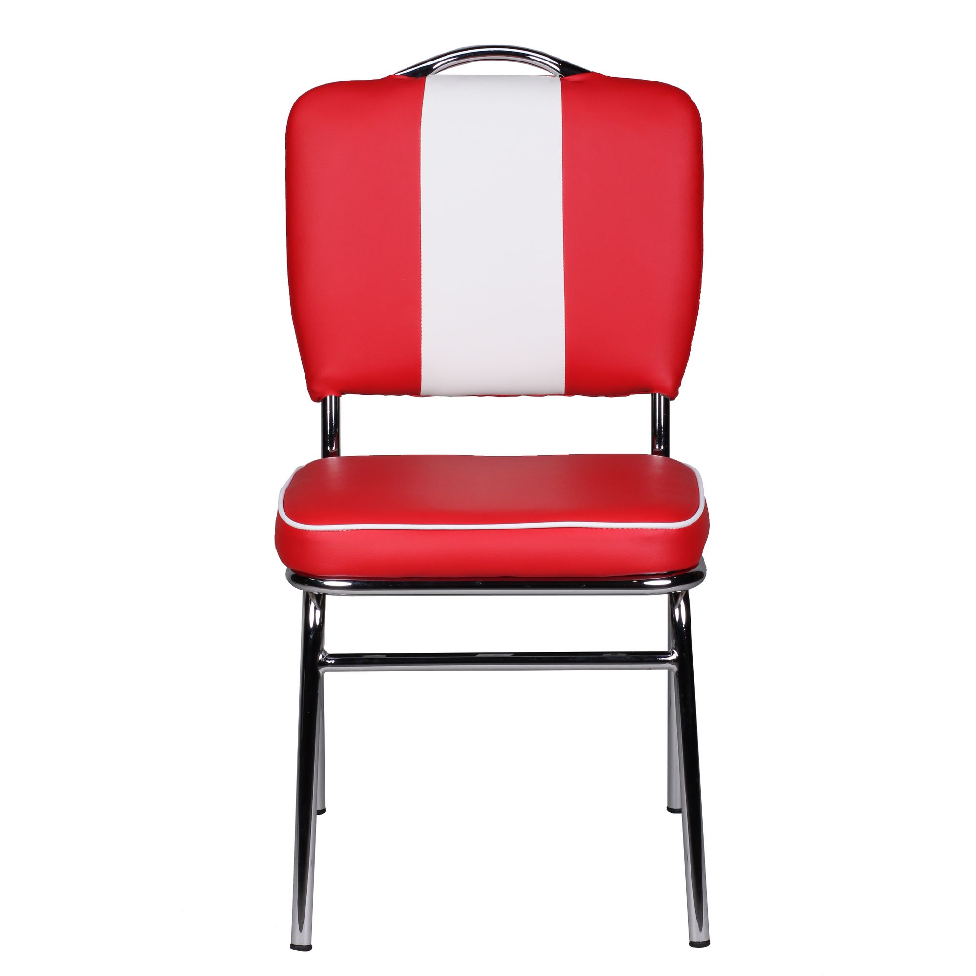 Cadeira de Jantar Couro Faux American Diner Cadeira Retro Vermelho Branco Cadeira Estofada