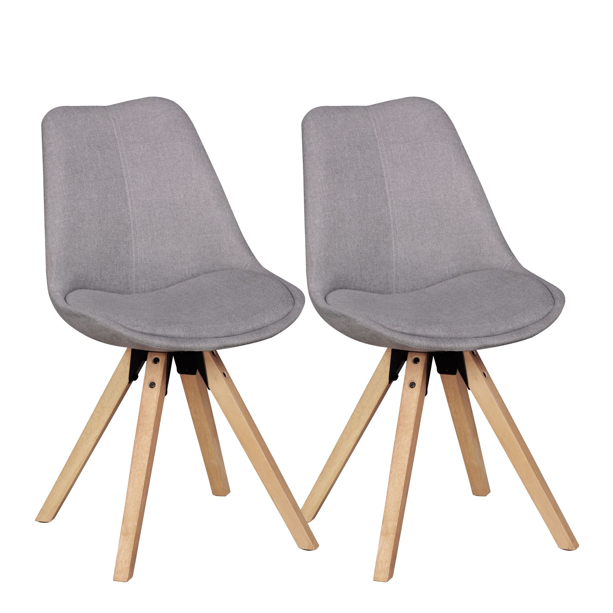 2 Cadeiras de sala de jantar retro LIMA cinza claro | tecido estofado | 49x87x52 cm