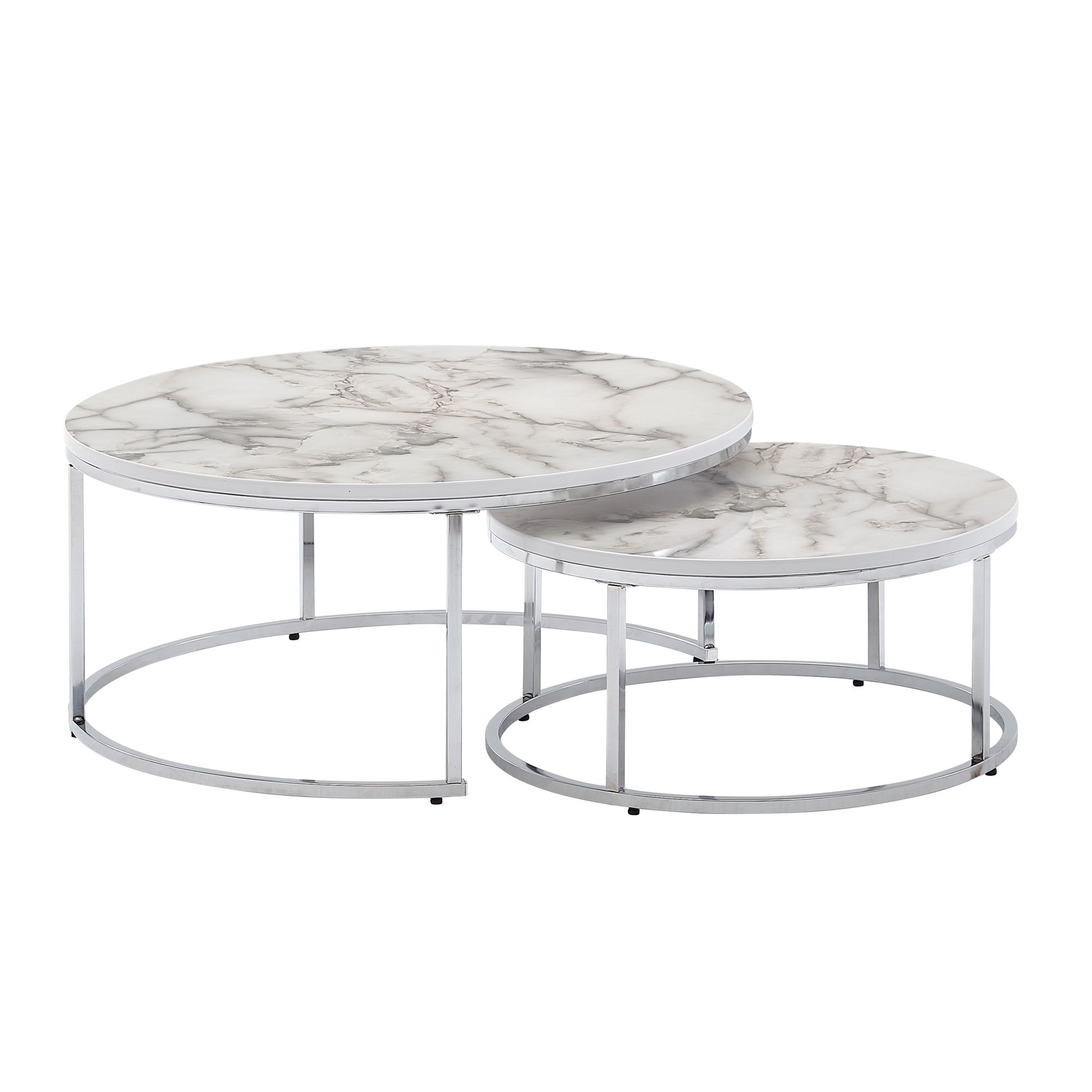 Conjunto de mesa de centro Dweller de 2 mesas redondas de mármore sofá branco