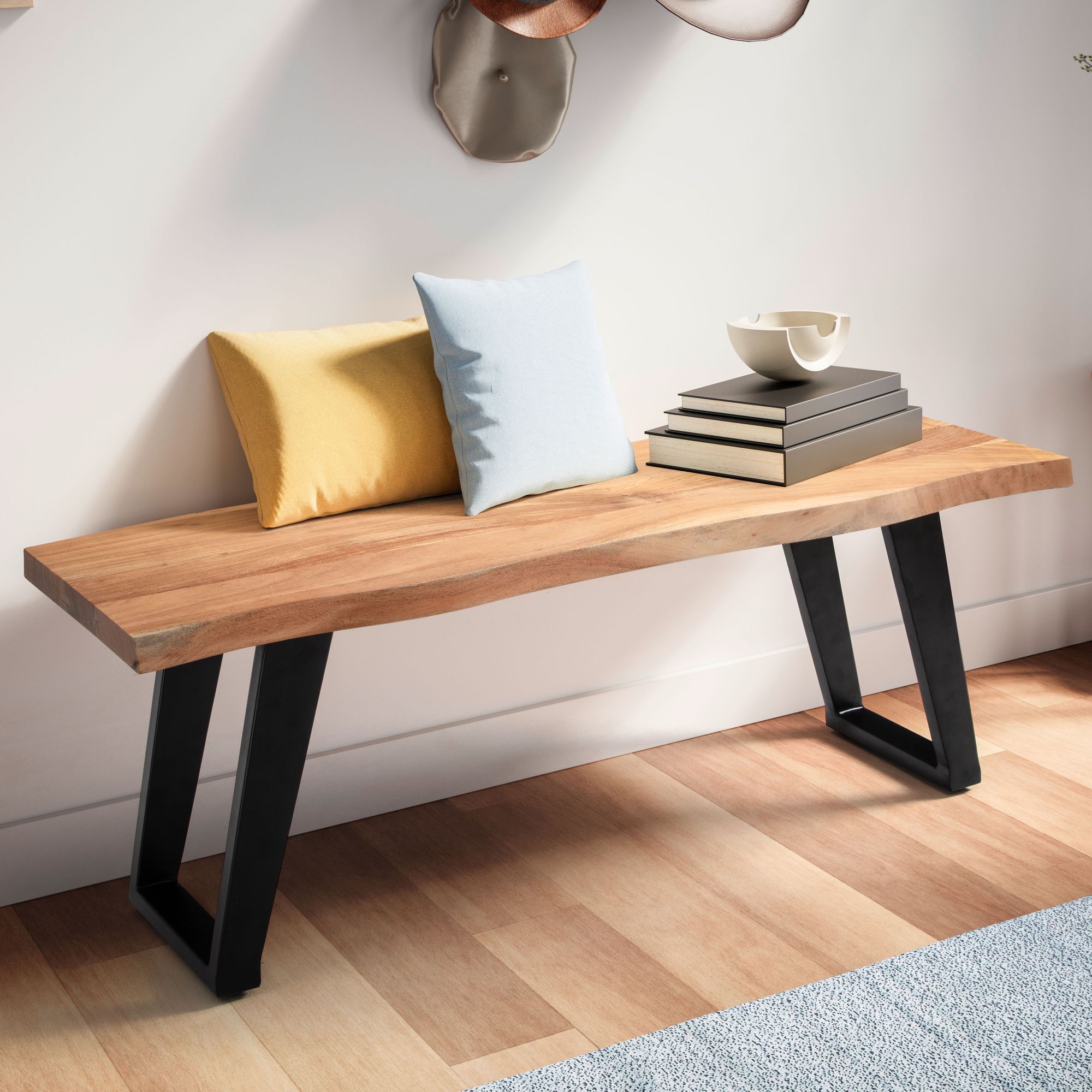 Bancada bengaleiro morador madeira maciça acácia 120 cm bancada arvore borda corredor bancada