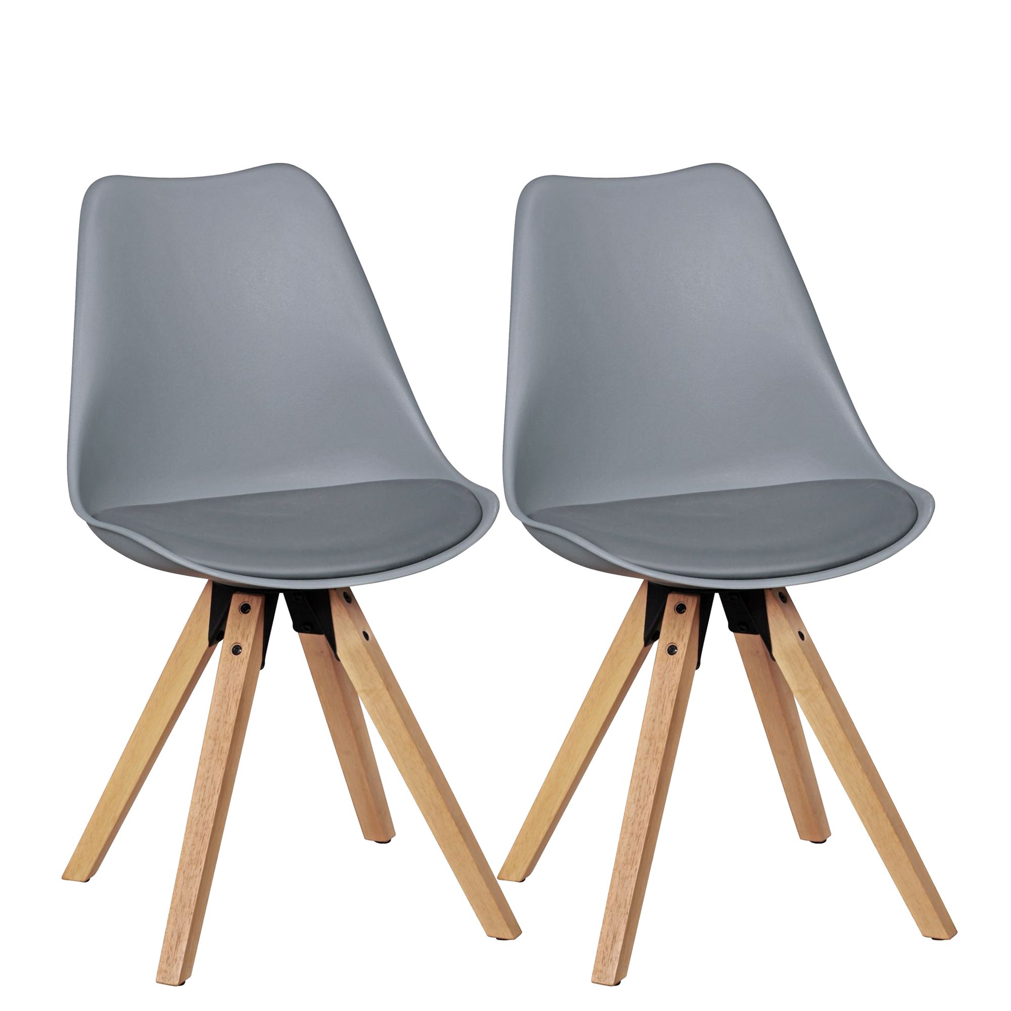2x Cadeira de jantar retro LIMA cinza | Pele sintética | 49x87x52 cm