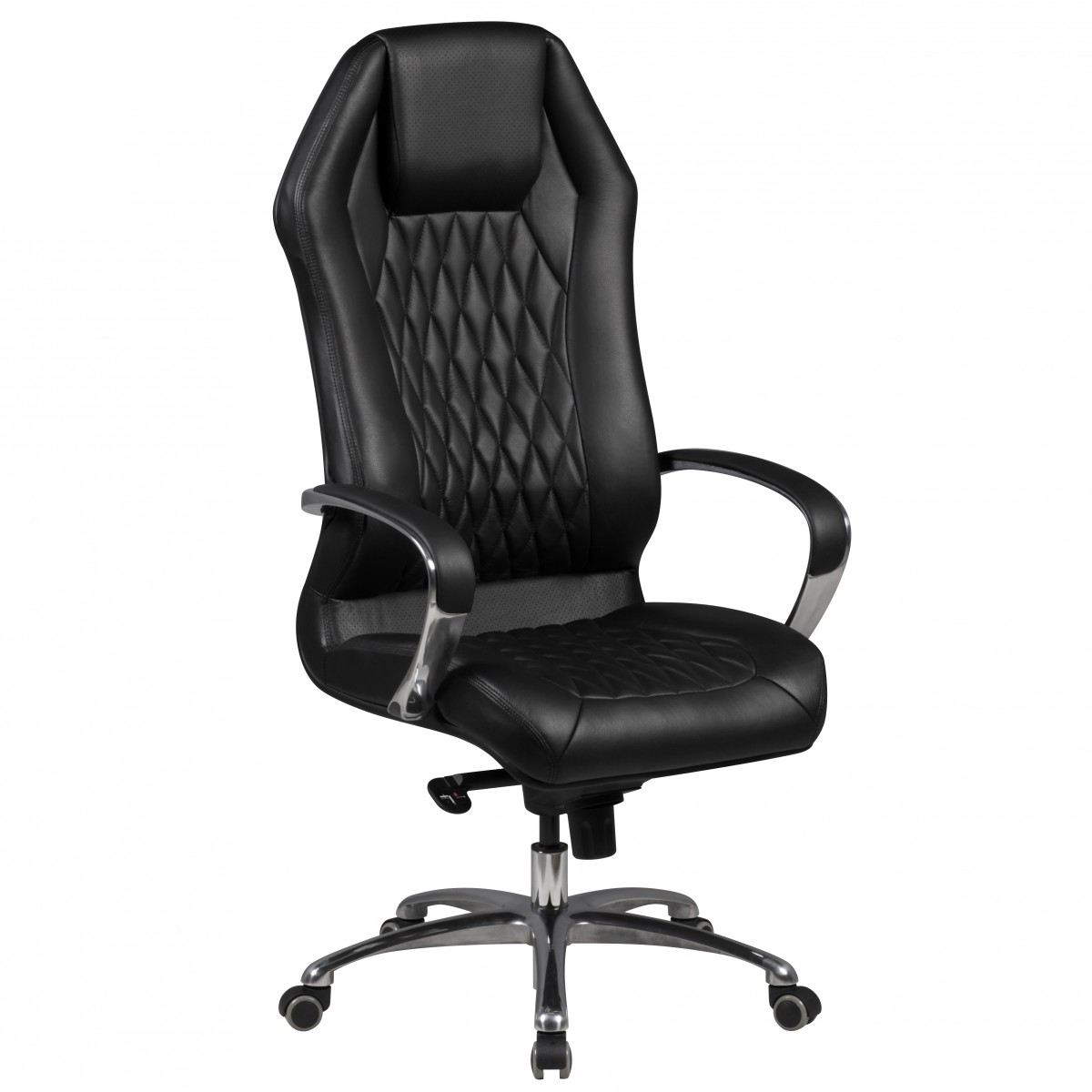 Cadeira de escritório MONTEREY couro genuíno preto | Cadeira executiva | Altura 126-136 cm, Largura 70 cm, Profundidade 70 cm