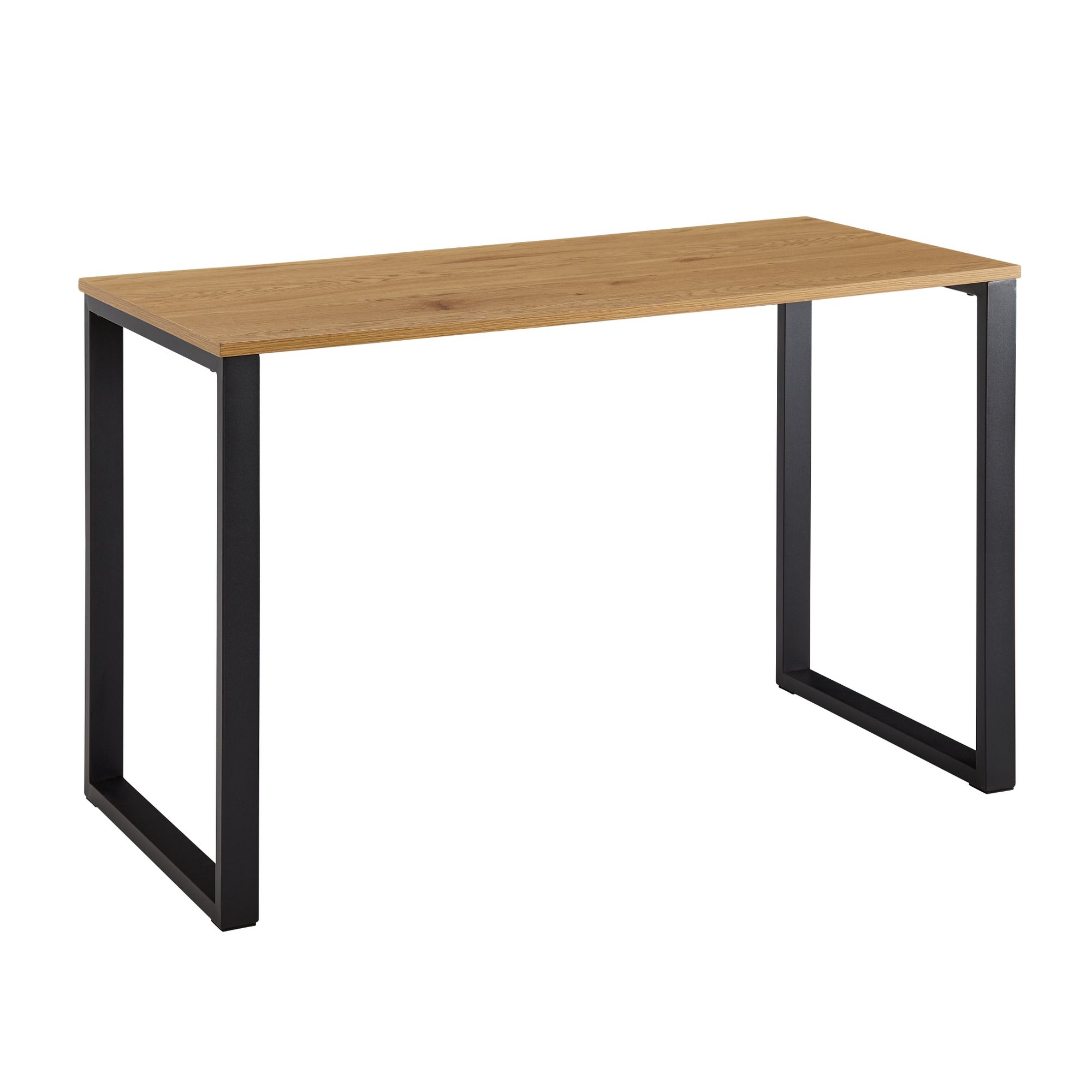 Escritório decoração carvalho / preto | 120x60x76 cm | Tampo MDF e pernas de metal