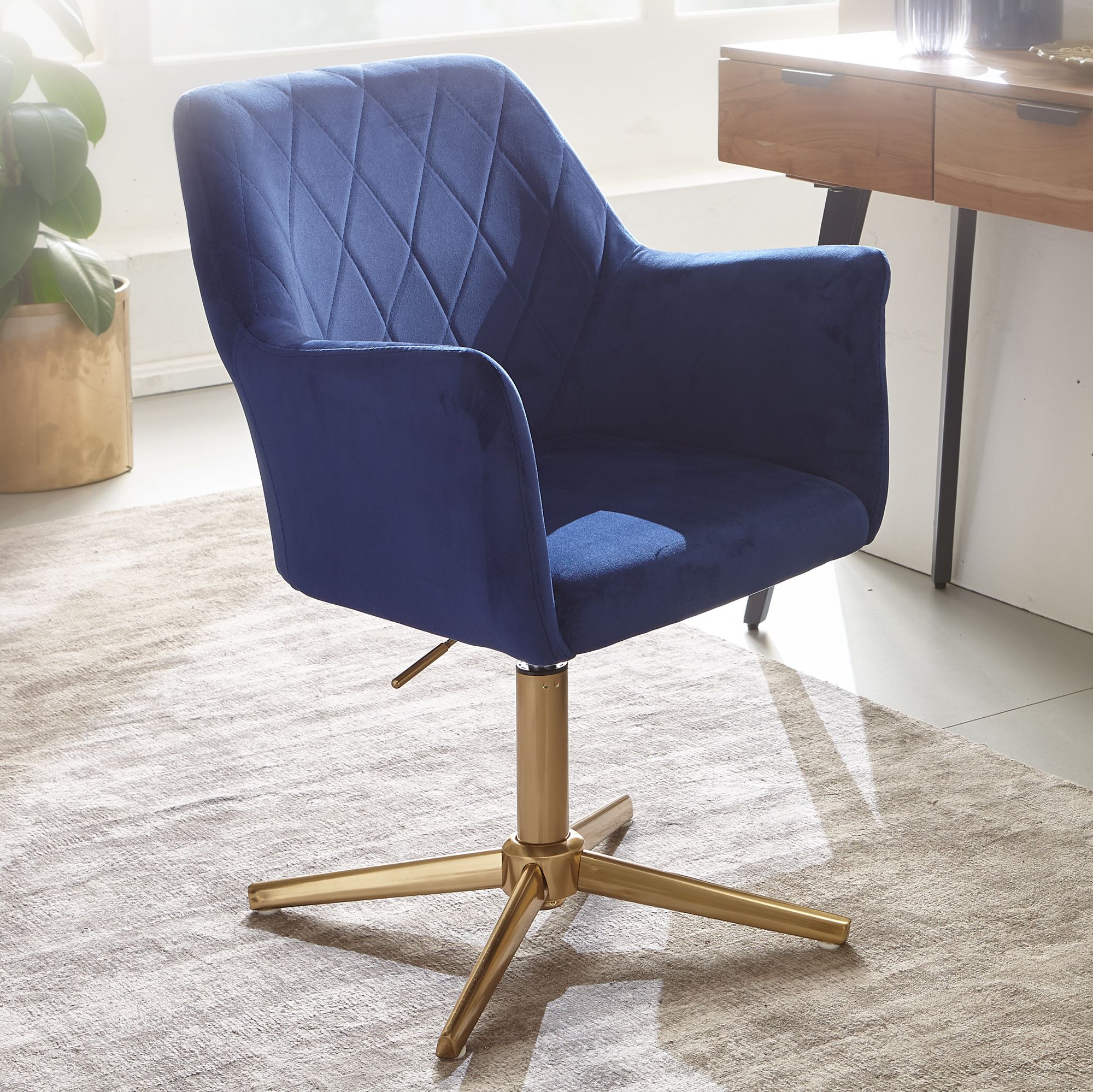Cadeira giratória residente azul com cadeira de mesa cadeira giratória shell home office