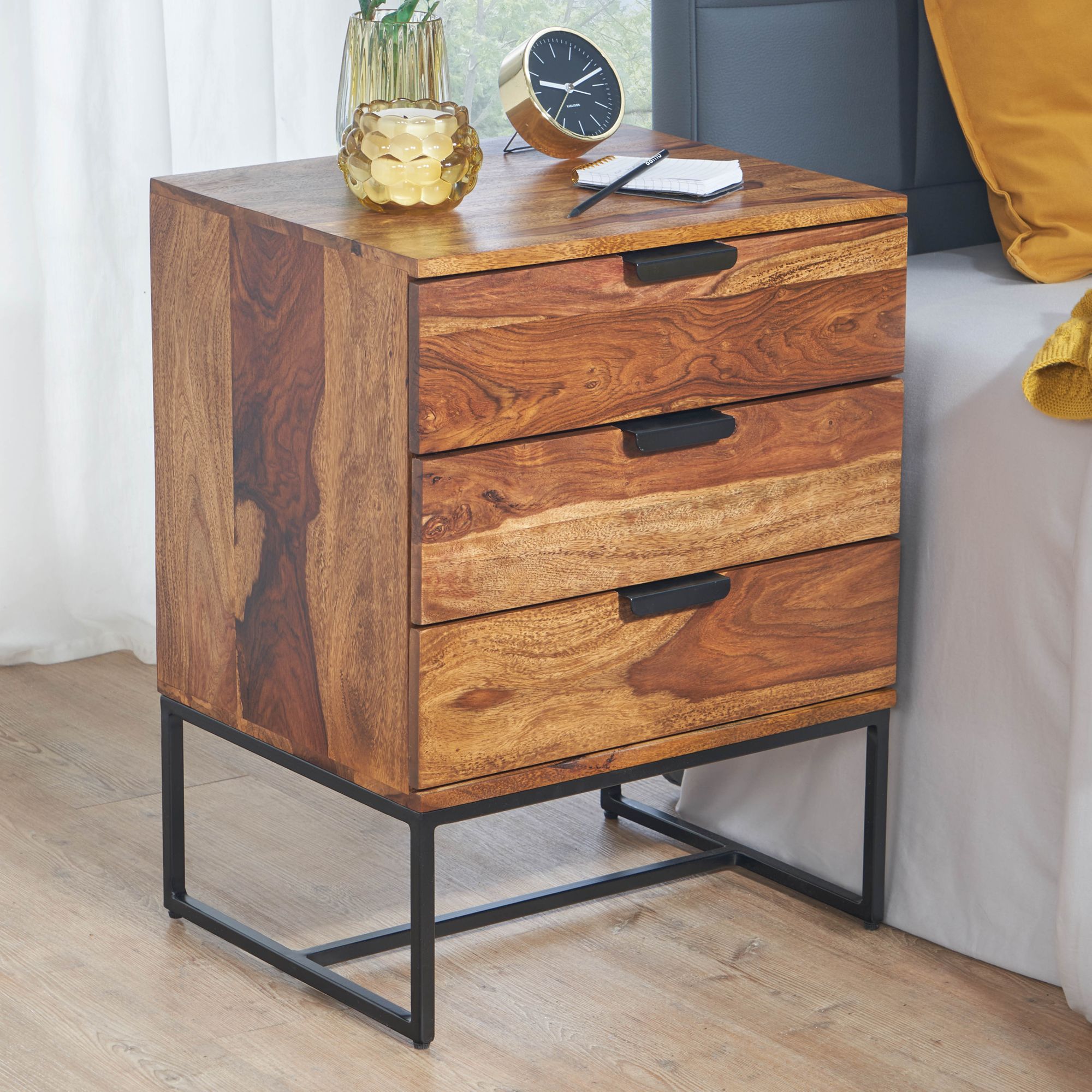 Gavetas de cabeceira de mesa de cabeceira para cama de mola de madeira maciça 50x40x65 cm