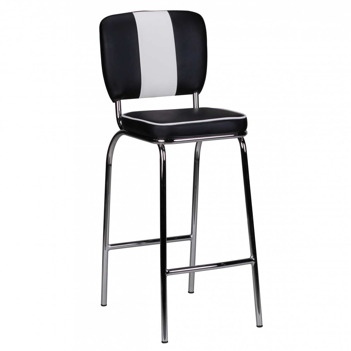 Banqueta de bar American Diner retro preto branco | couro sintético e algodão | 110x40x38 cm