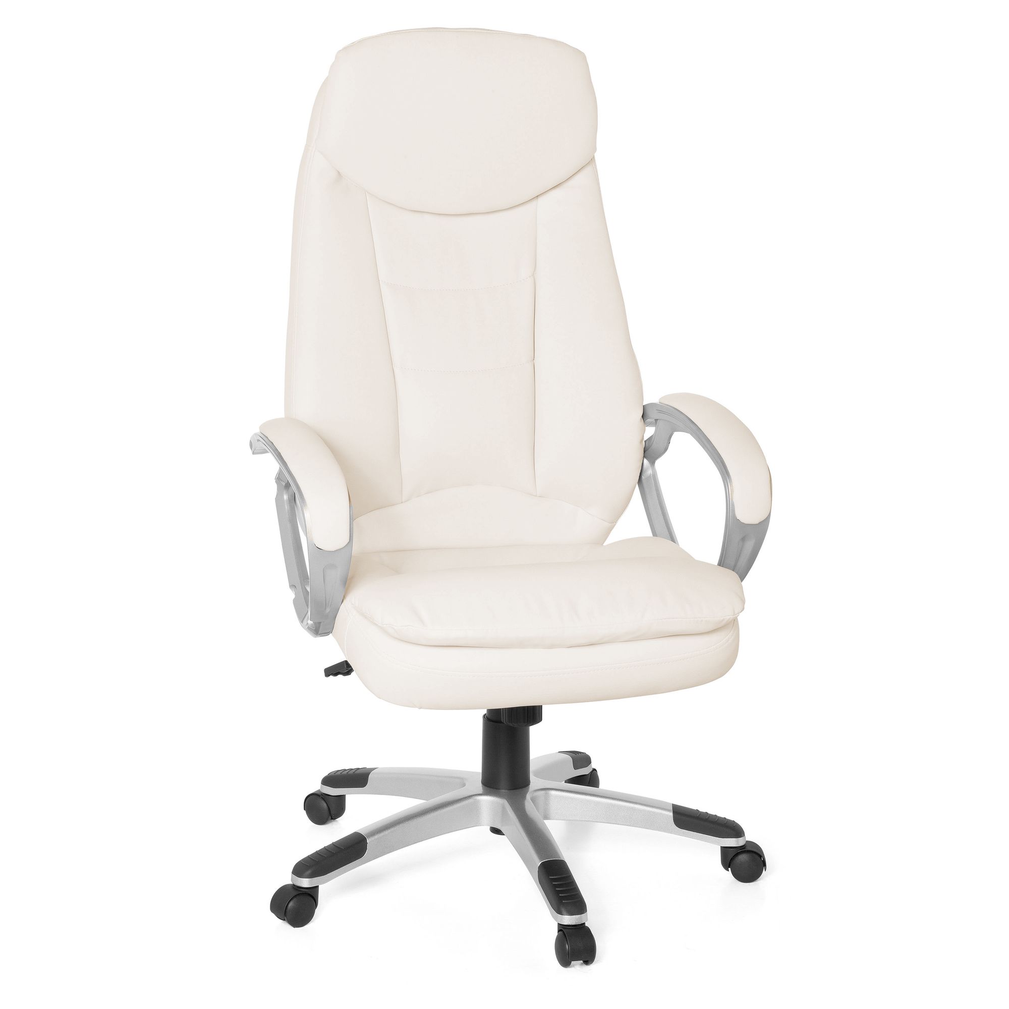 Cadeira de escritório design creme | Couro sintético | Dimensões 116-128 cm A x 67 cm L x 58 cm P