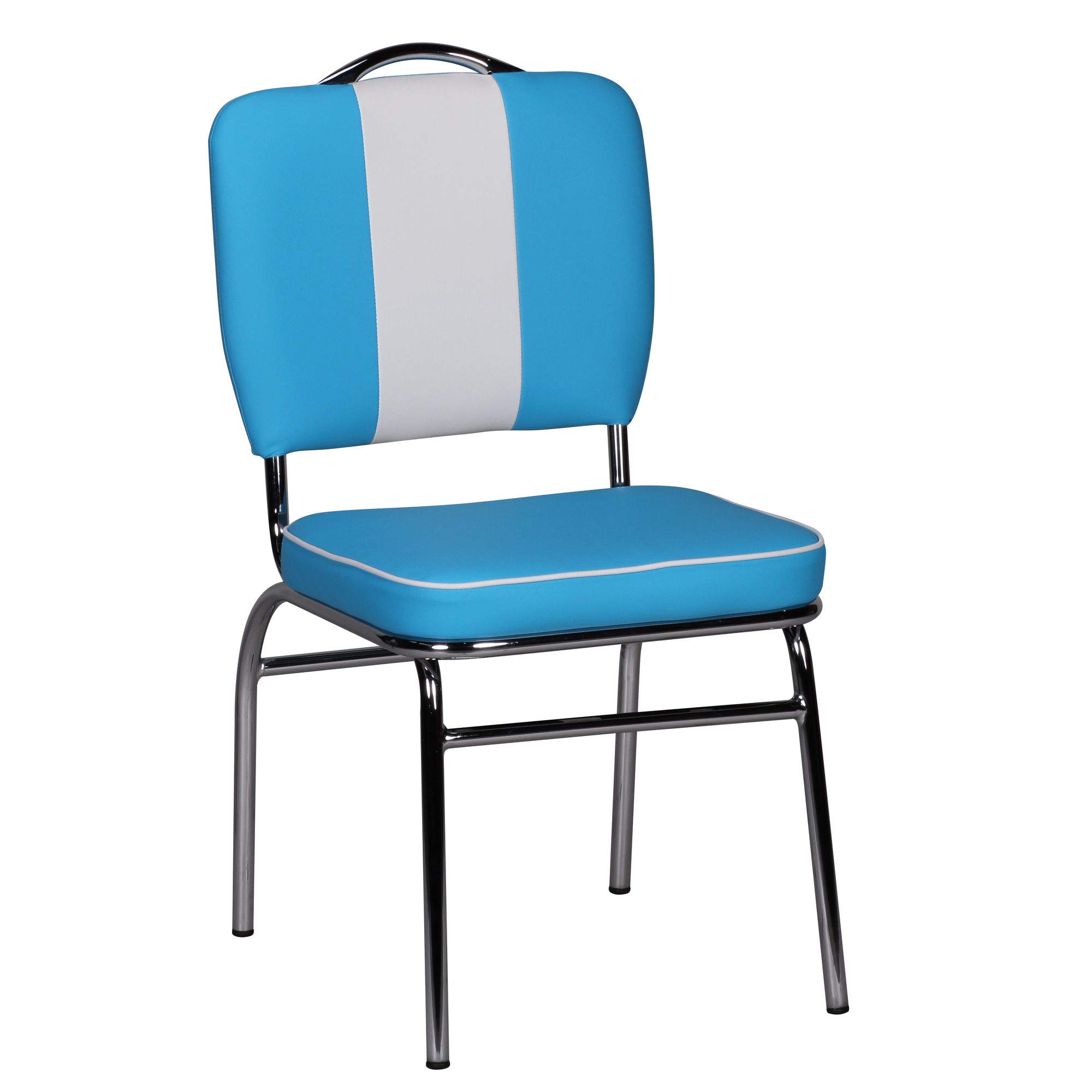 Cadeira de jantar de sala de estar poltrona de cadeira branca azul retrô 50s american diner