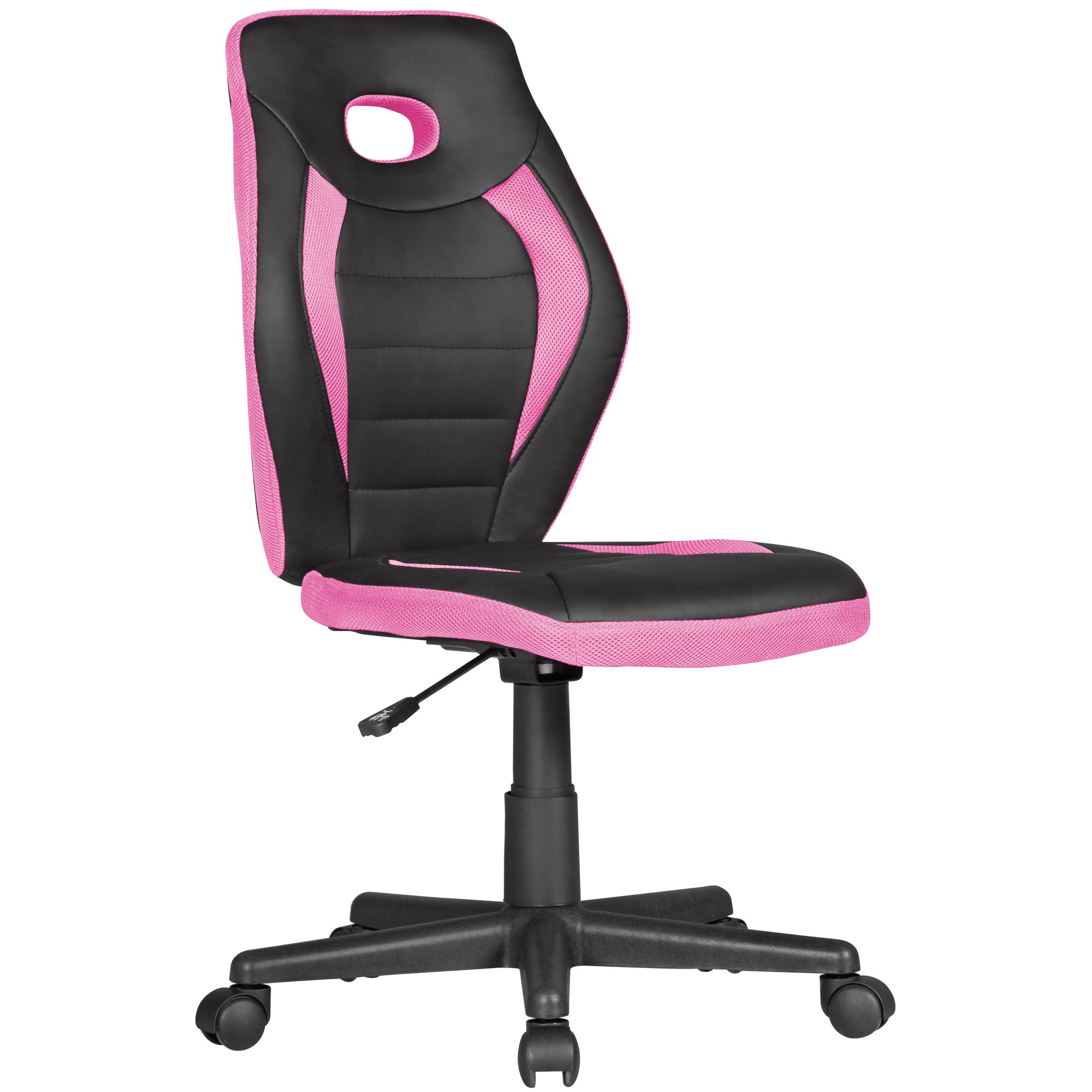 Cadeira de escritório infantil LUAN | Cor Preto/Rosa | Dimensões A 91-103 cm, altura do assento 41-53 cm