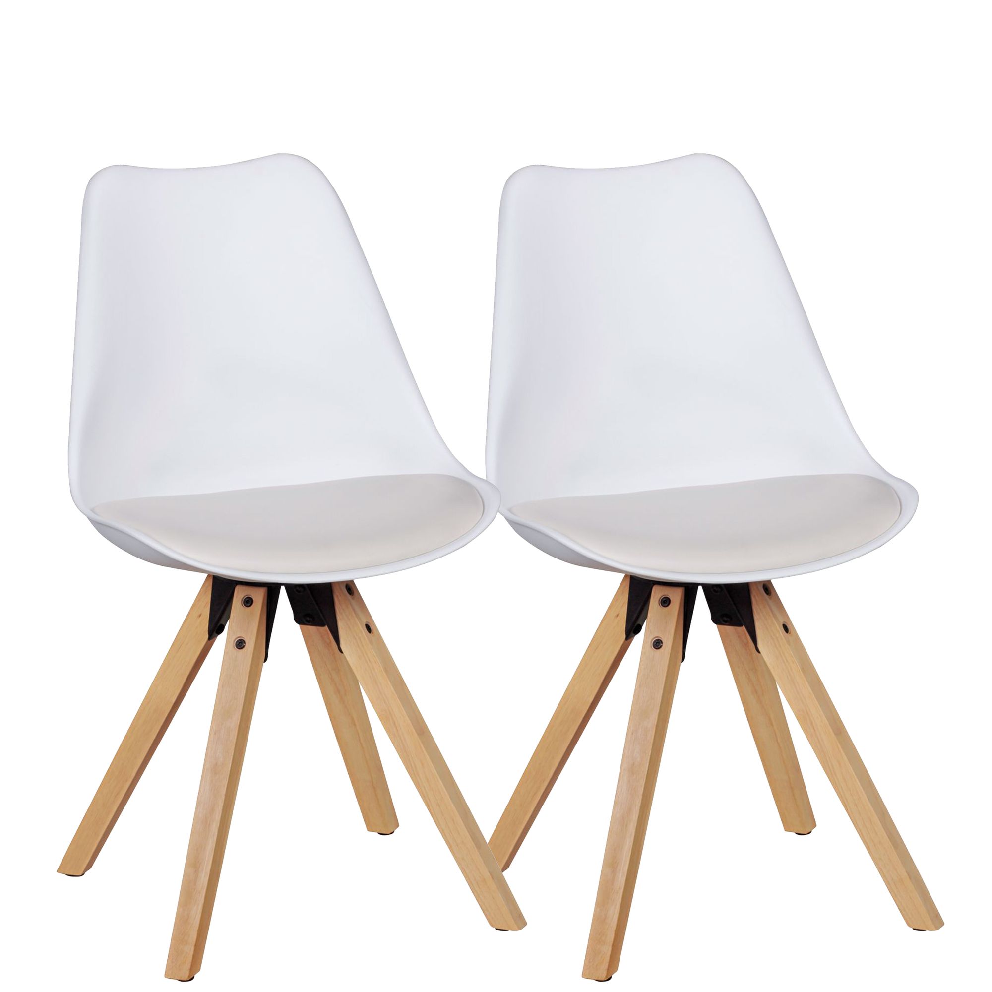 2x Cadeira de jantar retro LIMA branca | Pele sintética | 49x87x52 cm