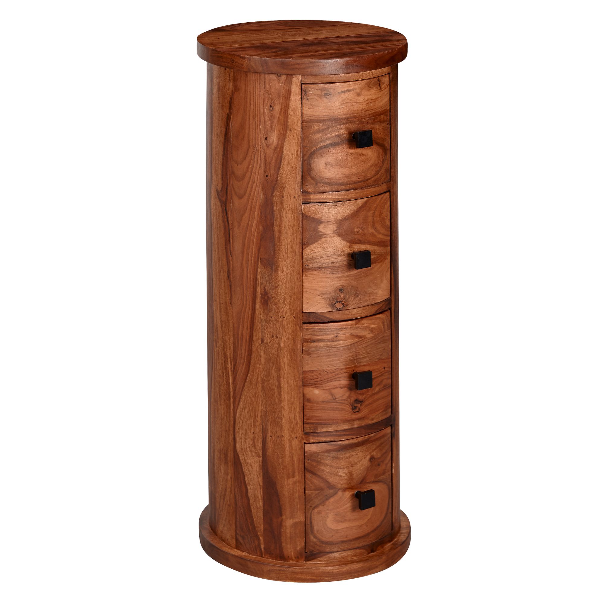 Aparador de Design Madeira Maciça Sheesham Marrom | 35x85x35 cm | 4 Gavetas