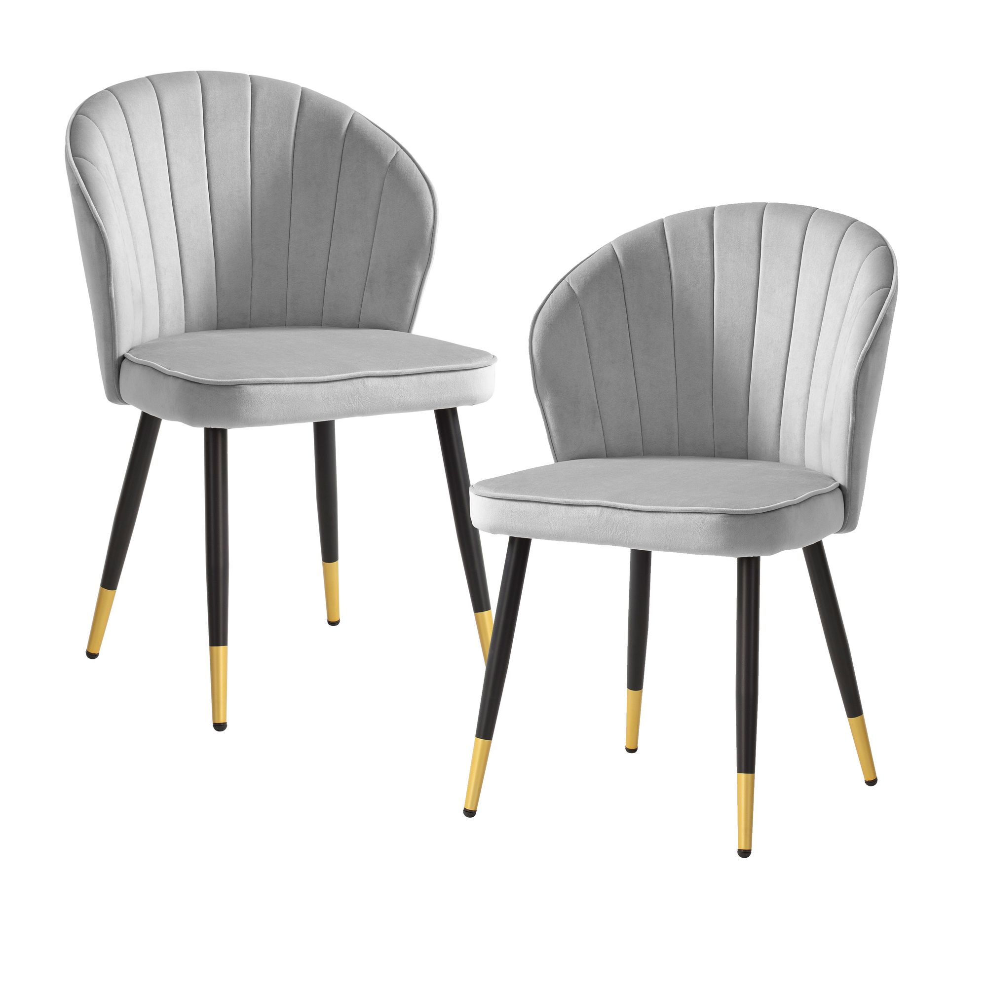 Conjunto de Cadeira de Jantar WOHNLING de 2 Cadeiras de Cozinha Escandinavas Cinzentas de Veludo